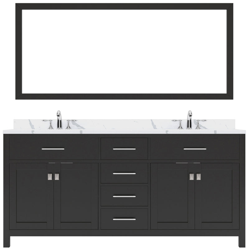 Modern Fittings Caroline 72" Double Bath Vanity with Calacatta Quartz Top and Square Sinks