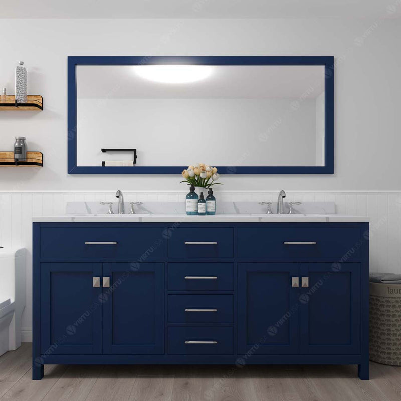 Modern Fittings Caroline 72" Double Bath Vanity with Calacatta Quartz Top and Square Sinks