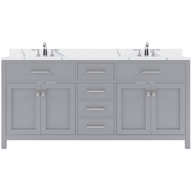 Modern Fittings Caroline 72" Double Bath Vanity with Calacatta Quartz Top and Square Sinks