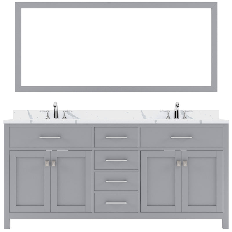 Modern Fittings Caroline 72" Double Bath Vanity with Calacatta Quartz Top and Square Sinks