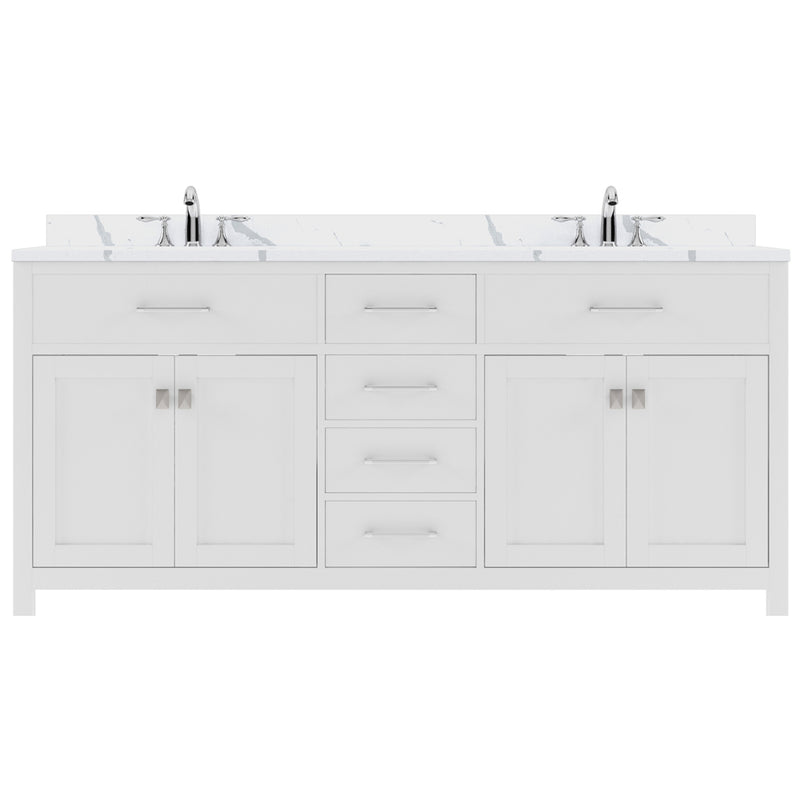 Modern Fittings Caroline 72" Double Bath Vanity with Calacatta Quartz Top and Square Sinks