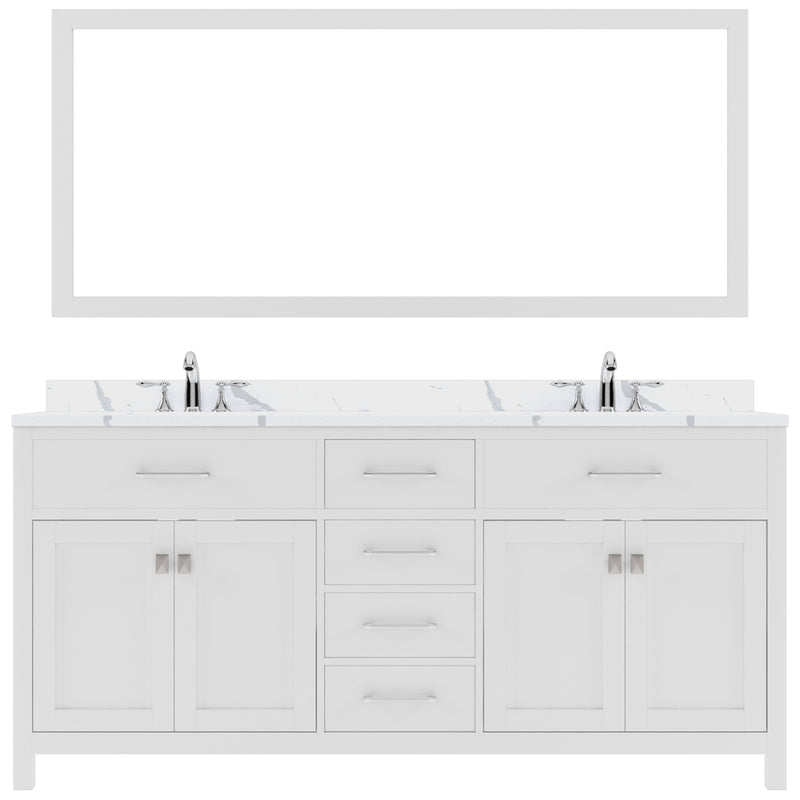 Modern Fittings Caroline 72" Double Bath Vanity with Calacatta Quartz Top and Square Sinks