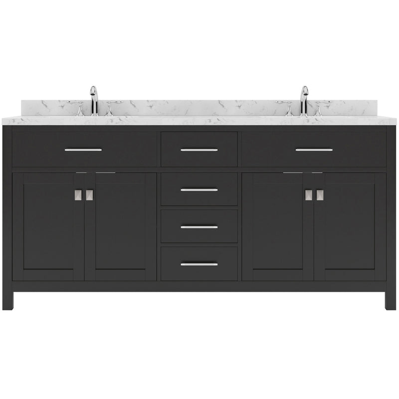 Modern Fittings Caroline 72" Double Bath Vanity with Cultured Marble Quartz Top and Round Sinks