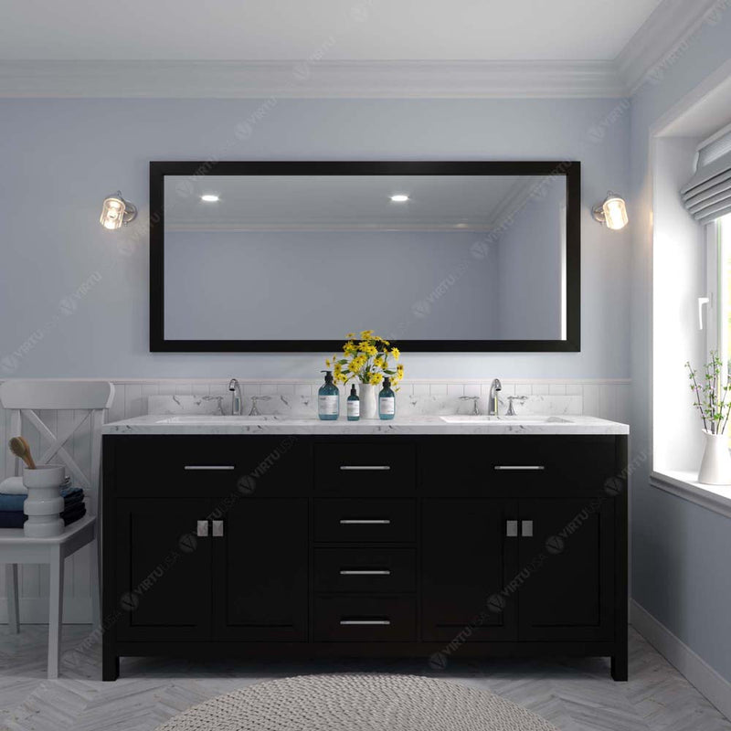 Modern Fittings Caroline 72" Double Bath Vanity with Cultured Marble Quartz Top and Round Sinks Faucets