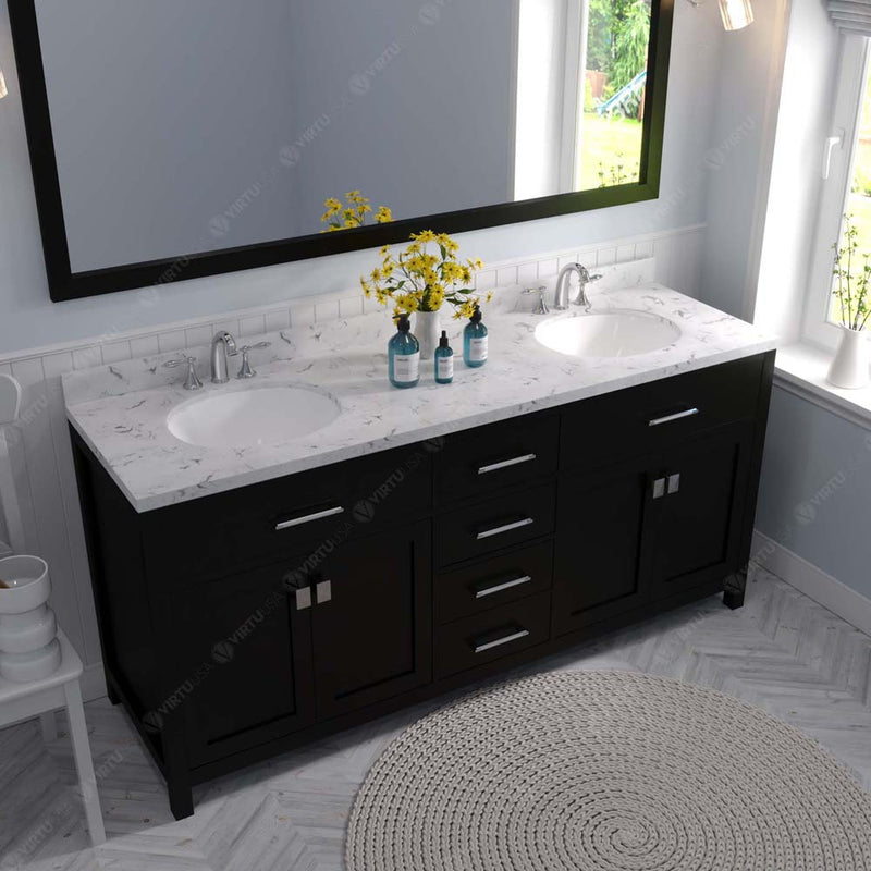 Modern Fittings Caroline 72" Double Bath Vanity with Cultured Marble Quartz Top and Round Sinks