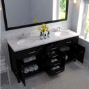 Modern Fittings Caroline 72" Double Bath Vanity with Cultured Marble Quartz Top and Round Sinks Faucets