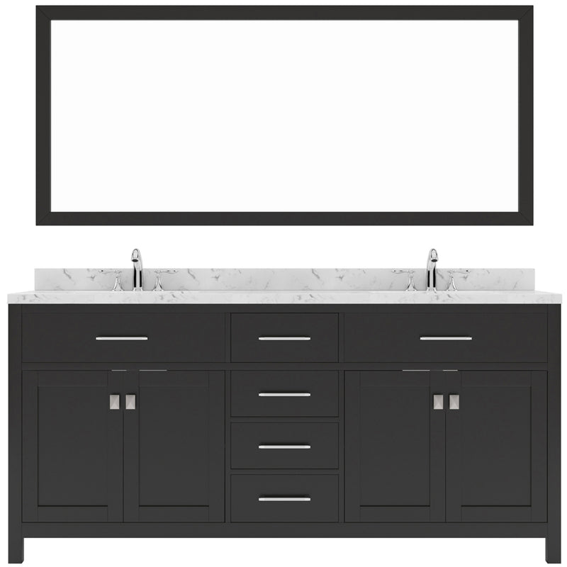 Modern Fittings Caroline 72" Double Bath Vanity with Cultured Marble Quartz Top and Round Sinks