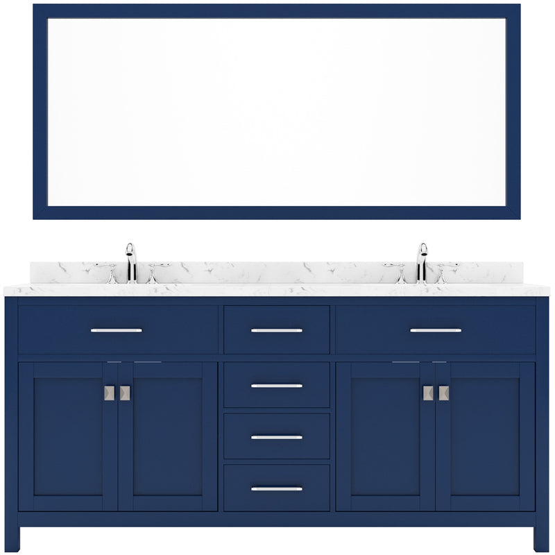 Modern Fittings Caroline 72" Double Bath Vanity with Cultured Marble Quartz Top and Round Sinks