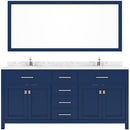 Modern Fittings Caroline 72" Double Bath Vanity with Cultured Marble Quartz Top and Round Sinks Faucets