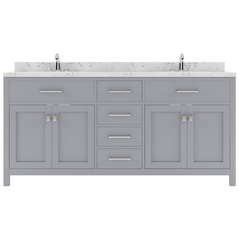 Modern Fittings Caroline 72" Double Bath Vanity with Cultured Marble Quartz Top and Round Sinks