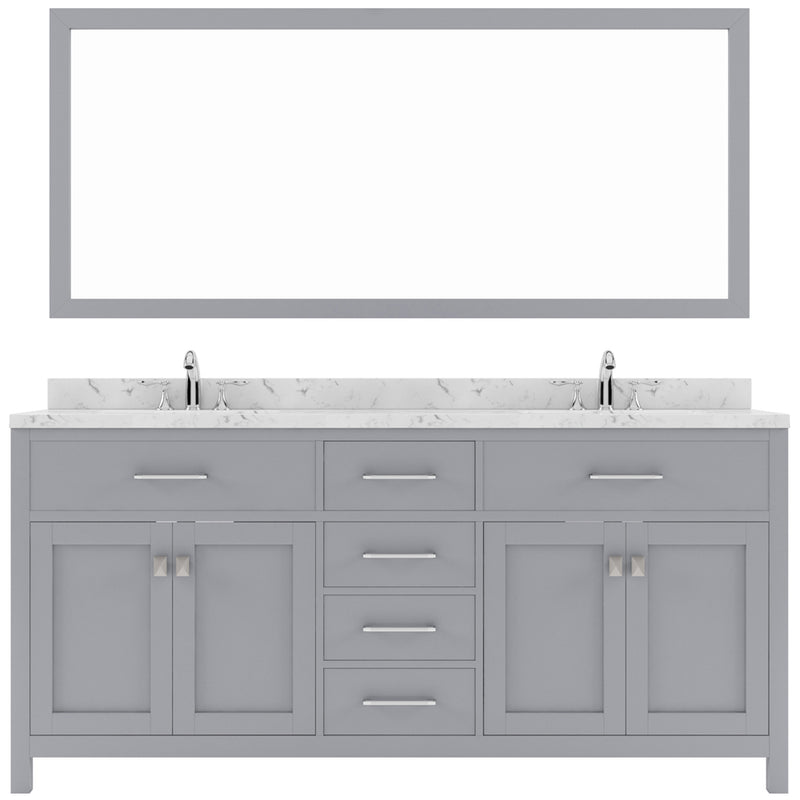 Modern Fittings Caroline 72" Double Bath Vanity with Cultured Marble Quartz Top and Round Sinks