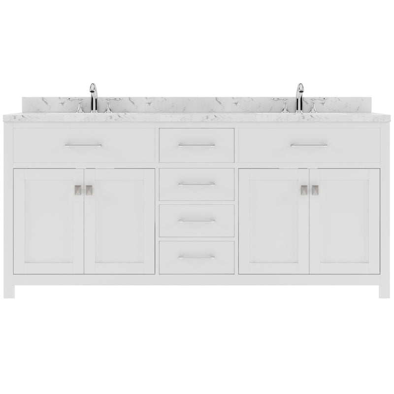 Modern Fittings Caroline 72" Double Bath Vanity with Cultured Marble Quartz Top and Round Sinks