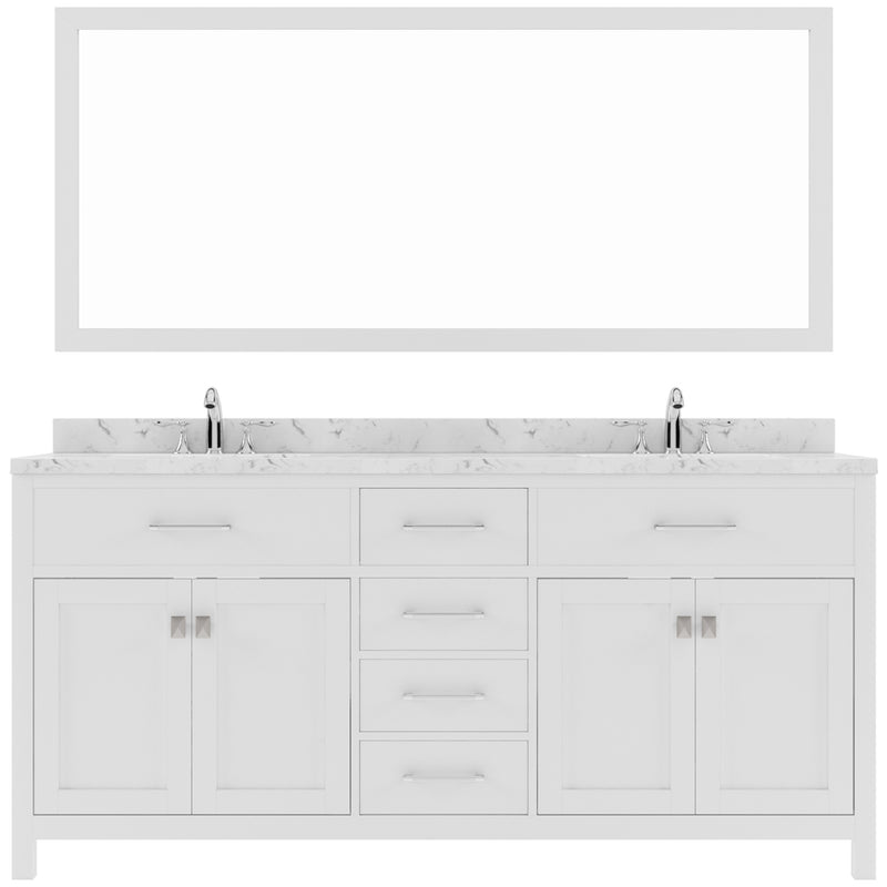 Modern Fittings Caroline 72" Double Bath Vanity with Cultured Marble Quartz Top and Round Sinks Faucets