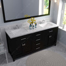 Modern Fittings Caroline 72" Double Bath Vanity with Cultured Marble Quartz Top and Square Sinks Faucets