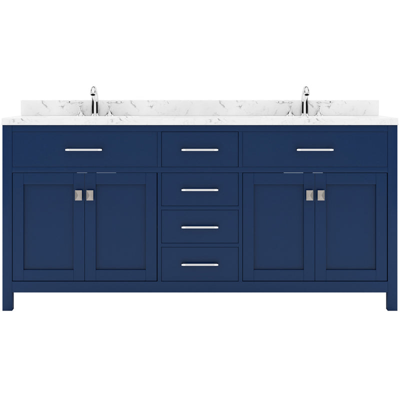 Modern Fittings Caroline 72" Double Bath Vanity with Cultured Marble Quartz Top and Square Sinks