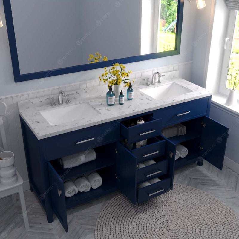 Modern Fittings Caroline 72" Double Bath Vanity with Cultured Marble Quartz Top and Square Sinks