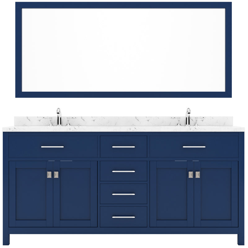 Modern Fittings Caroline 72" Double Bath Vanity with Cultured Marble Quartz Top and Square Sinks Faucets