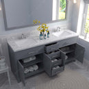 Modern Fittings Caroline 72" Double Bath Vanity with Cultured Marble Quartz Top and Square Sinks Faucets