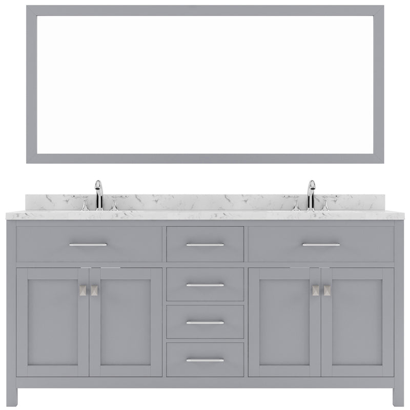 Modern Fittings Caroline 72" Double Bath Vanity with Cultured Marble Quartz Top and Square Sinks