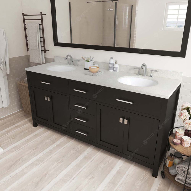 Modern Fittings Caroline 72" Double Bath Vanity with Quartz Top and Round Sinks