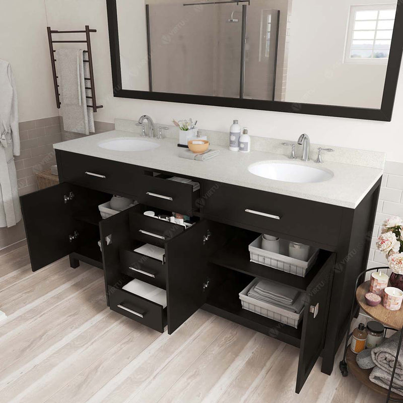 Modern Fittings Caroline 72" Double Bath Vanity with Quartz Top and Round Sinks