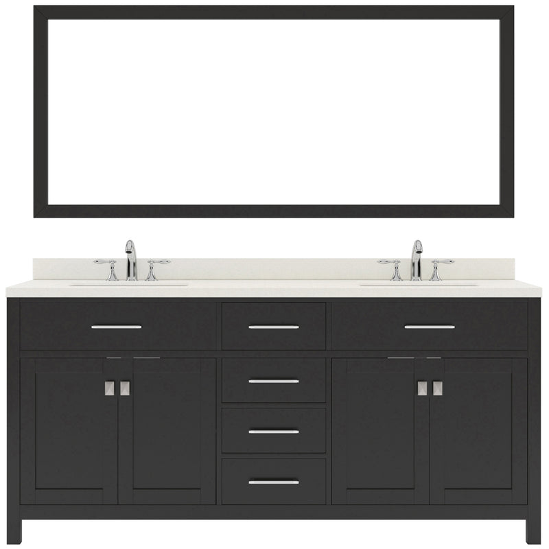 Modern Fittings Caroline 72" Double Bath Vanity with Quartz Top and Round Sinks Faucets