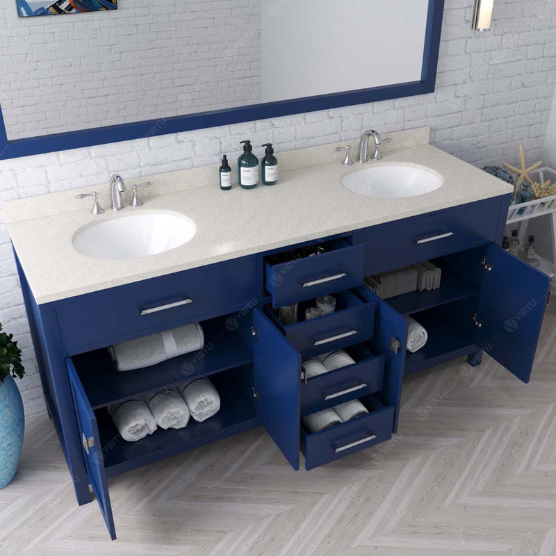 Modern Fittings Caroline 72" Double Bath Vanity with Quartz Top and Round Sinks