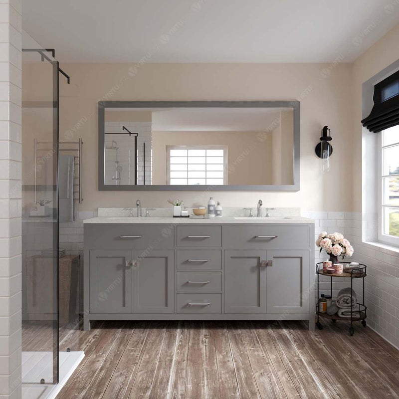 Modern Fittings Caroline 72" Double Bath Vanity with Quartz Top and Square Sinks