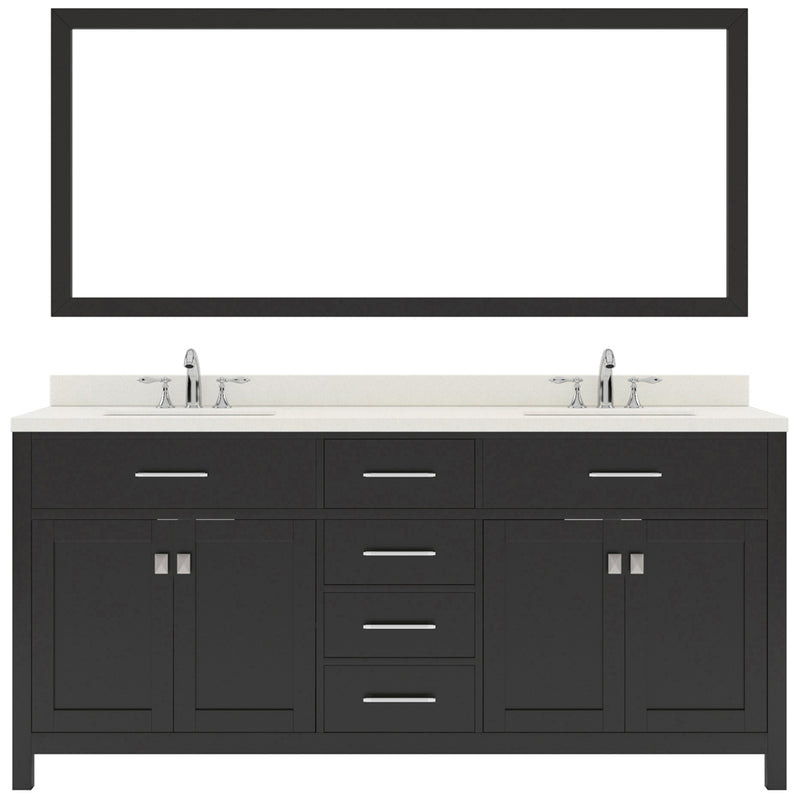 Modern Fittings Caroline 72" Double Bath Vanity with Quartz Top and Square Sinks