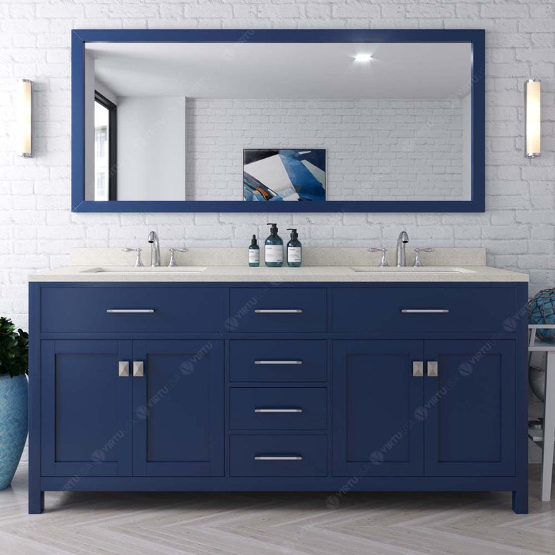 Modern Fittings Caroline 72" Double Bath Vanity with Quartz Top and Square Sinks Faucets