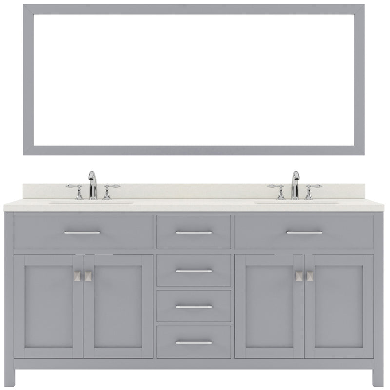 Modern Fittings Caroline 72" Double Bath Vanity with Quartz Top and Square Sinks Faucets