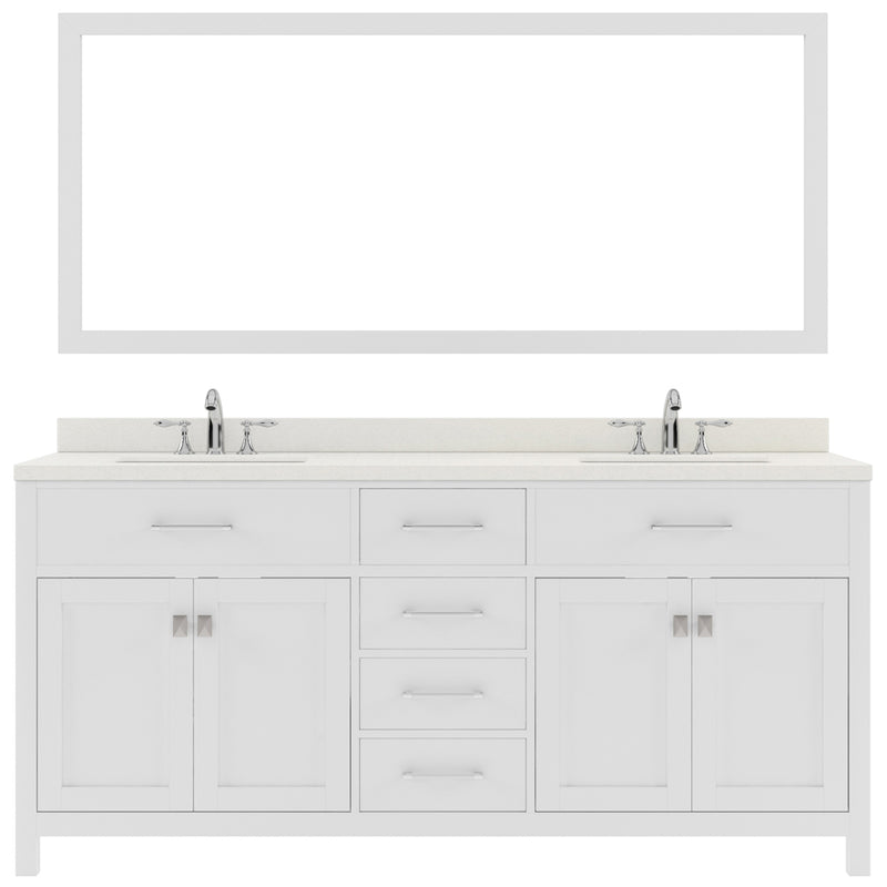 Modern Fittings Caroline 72" Double Bath Vanity with Quartz Top and Square Sinks Faucets