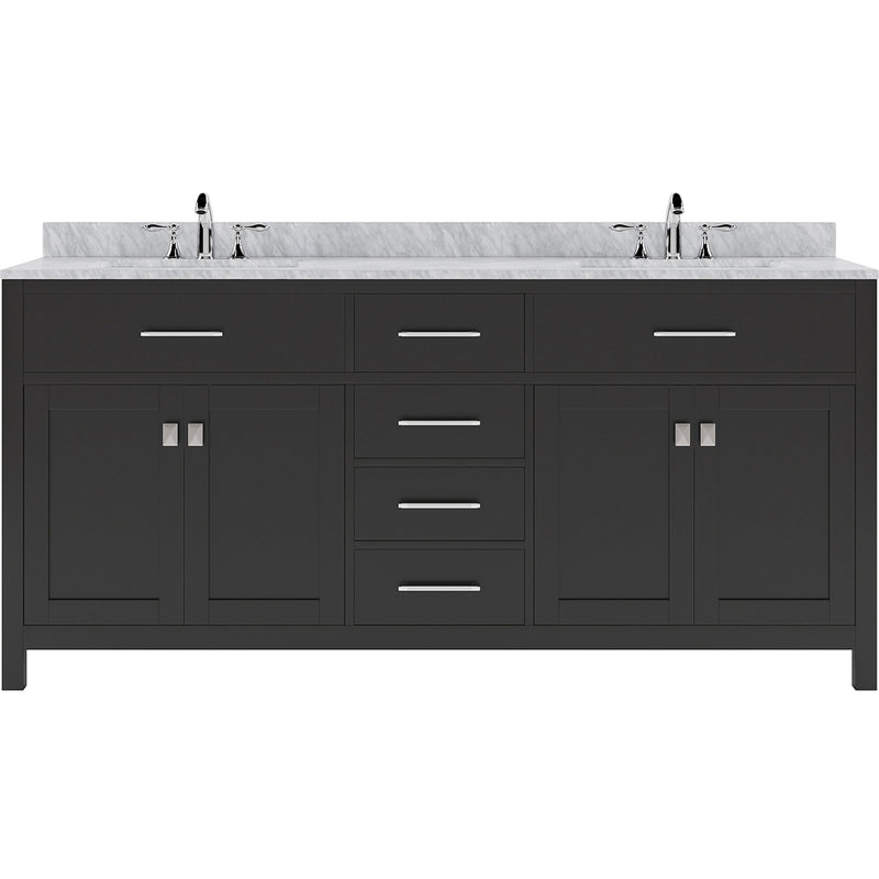 Modern Fittings Caroline 72" Double Bath Vanity with Marble Top and Round Sinks