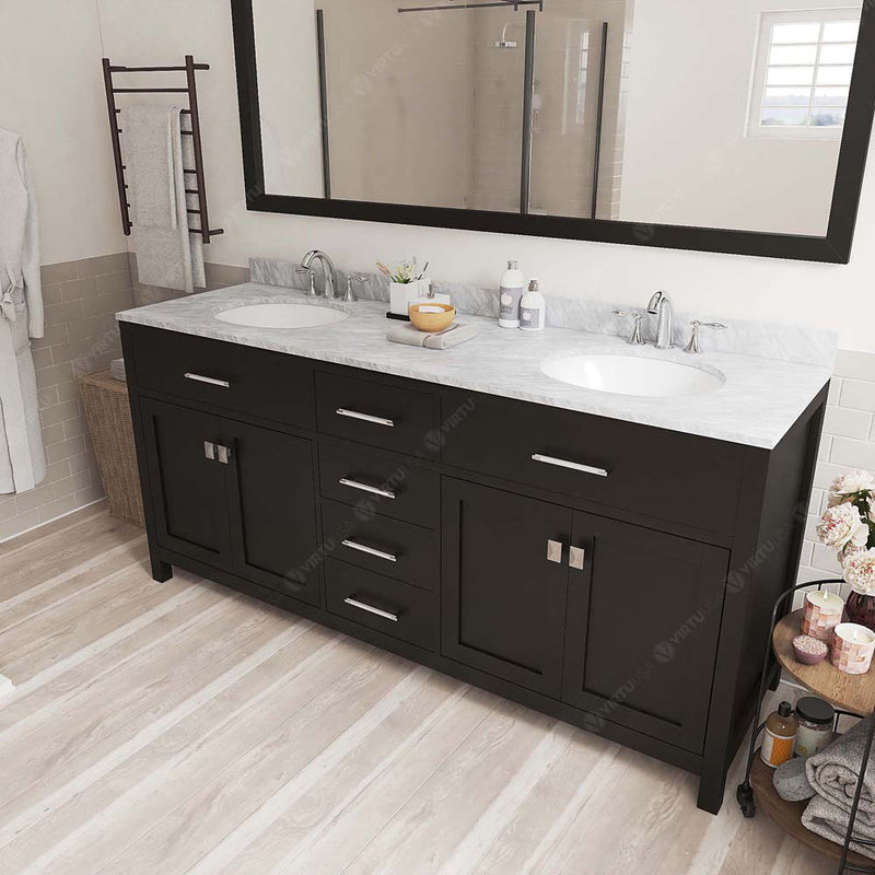 Modern Fittings Caroline 72" Double Bath Vanity with Marble Top and Round Sinks