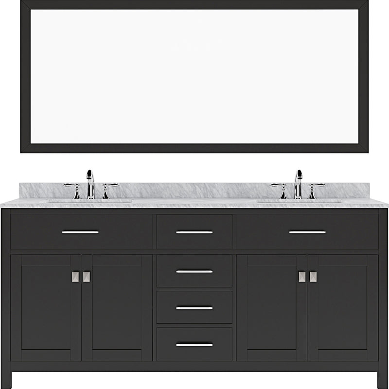 Modern Fittings Caroline 72" Double Bath Vanity with Marble Top and Round Sinks