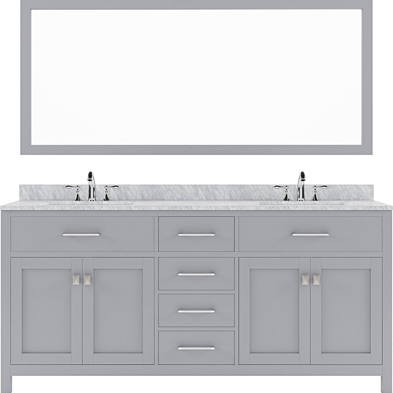 Modern Fittings Caroline 72" Double Bath Vanity with Marble Top and Round Sinks