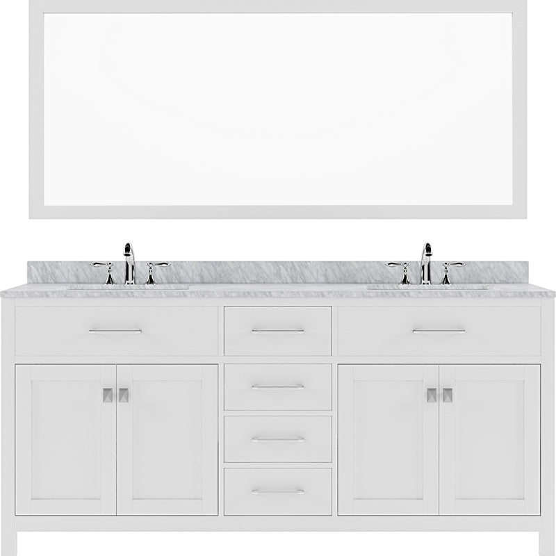 Modern Fittings Caroline 72" Double Bath Vanity with Marble Top and Round Sinks Faucets