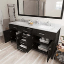 Modern Fittings Caroline 72" Double Bath Vanity with Marble Top and Square Sinks Faucets