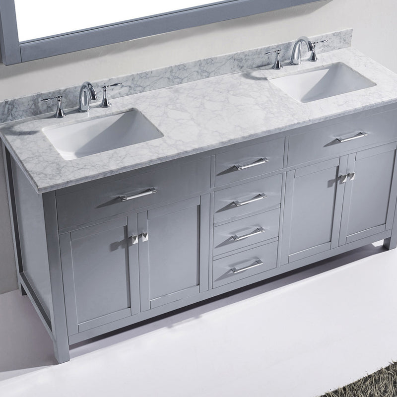 Modern Fittings Caroline 72" Double Bath Vanity with Marble Top and Square Sinks