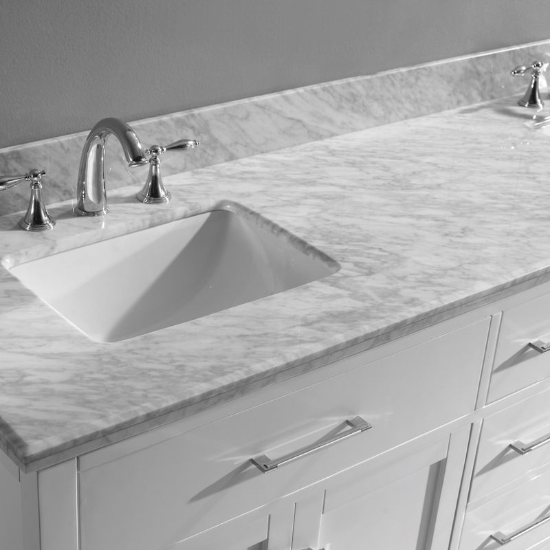 Modern Fittings Caroline 72" Double Bath Vanity with Marble Top and Square Sinks