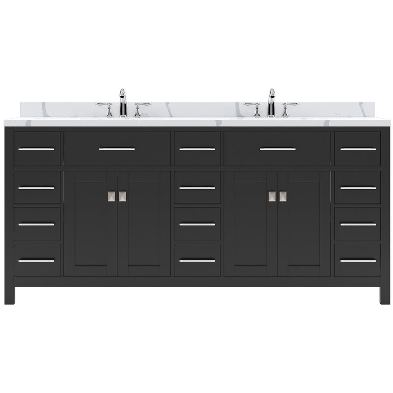 Modern Fittings Caroline Parkway 72" Double Bath Vanity with Calacatta Quartz Top and Round Sinks