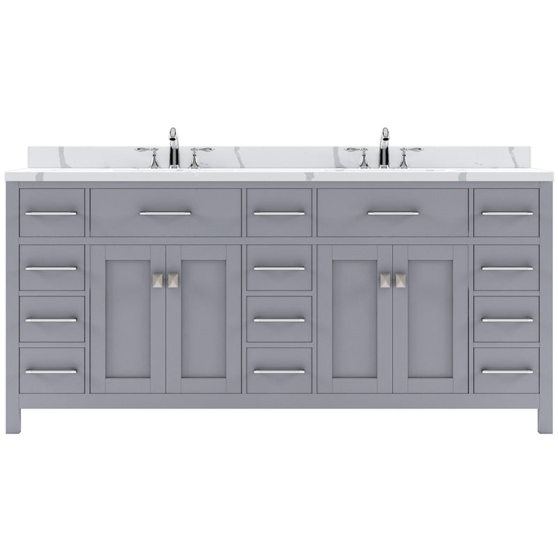 Modern Fittings Caroline Parkway 72" Double Bath Vanity with Calacatta Quartz Top and Round Sinks