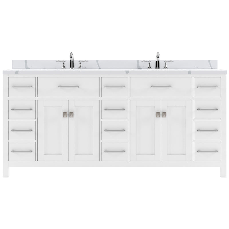 Modern Fittings Caroline Parkway 72" Double Bath Vanity with Calacatta Quartz Top and Round Sinks