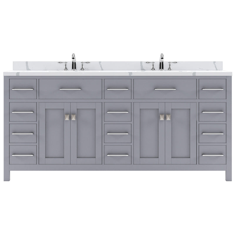 Modern Fittings Caroline Parkway 72" Double Bath Vanity with Calacatta Quartz Top and Square Sinks