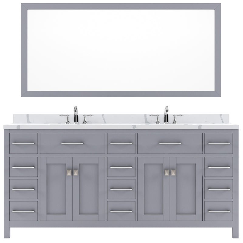 Modern Fittings Caroline Parkway 72" Double Bath Vanity with Calacatta Quartz Top and Square Sinks