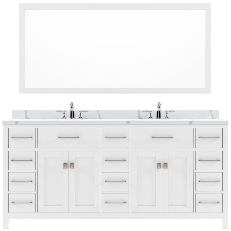 Modern Fittings Caroline Parkway 72" Double Bath Vanity with Calacatta Quartz Top and Square Sinks