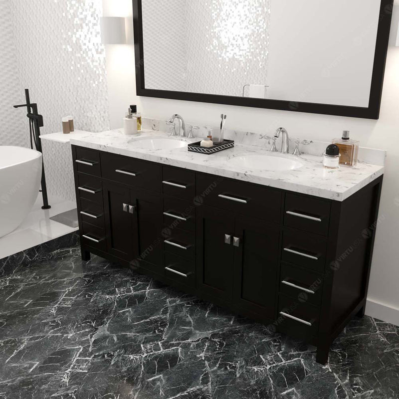 Modern Fittings Caroline Parkway 72" Double Bath Vanity with Cultured Marble Quartz Top and Round Sinks