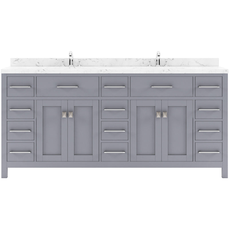 Modern Fittings Caroline Parkway 72" Double Bath Vanity with Cultured Marble Quartz Top and Round Sinks