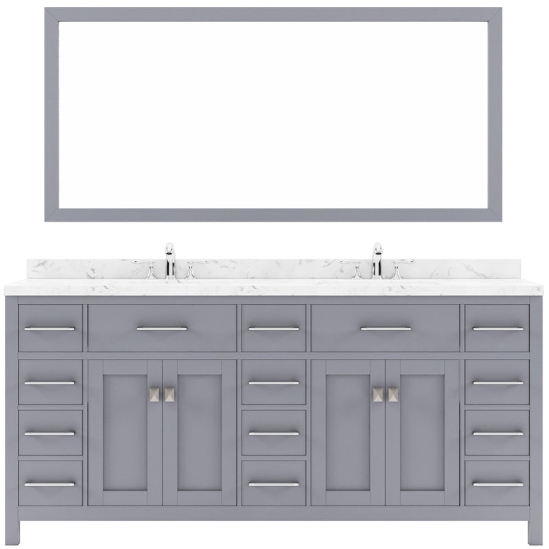 Modern Fittings Caroline Parkway 72" Double Bath Vanity with Cultured Marble Quartz Top and Round Sinks