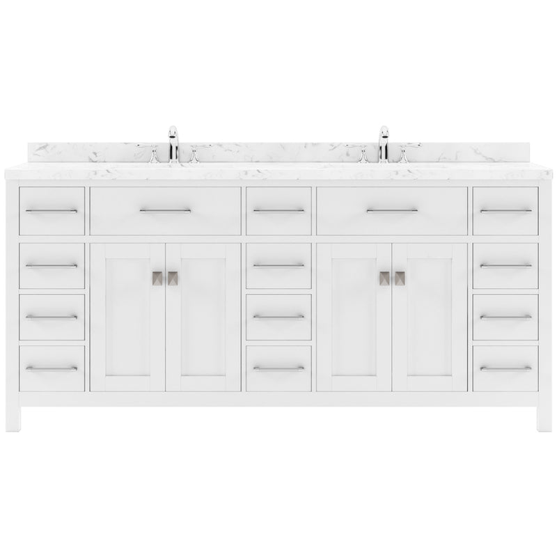 Modern Fittings Caroline Parkway 72" Double Bath Vanity with Cultured Marble Quartz Top and Round Sinks